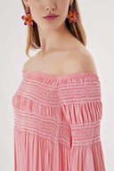 Pink Off shoulder flared loose dress 94189