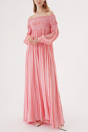 Pink Off shoulder flared loose dress 94189