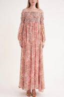 Patterned Off shoulder flared loose dress 94189