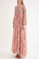 Patterned Off shoulder flared loose dress 94189