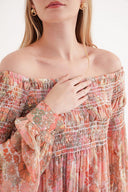 Patterned Off shoulder flared loose dress 94189