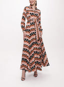 Patterned Long shirt dress with fitted waist 94192