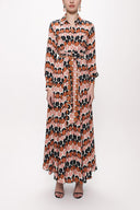 Patterned Long shirt dress with fitted waist 94192
