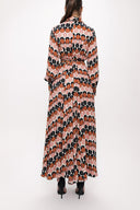 Patterned Long shirt dress with fitted waist 94192