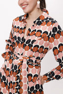Patterned Long shirt dress with fitted waist 94192