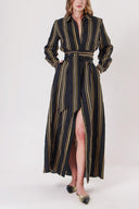 Striped Wide cut linen shirt dress 94193