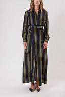 Striped Wide cut linen shirt dress 94193