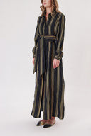 Striped Wide cut linen shirt dress 94193