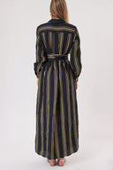 Striped Wide cut linen shirt dress 94193