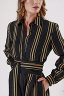 Striped Wide cut linen shirt dress 94193