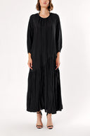 Black Pleated loose-fitting maxi dress 94288