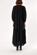 Black Pleated loose-fitting maxi dress 94288