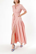 Powder Pleated maxi taffeta shirt dress 94198