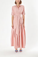 Powder Pleated maxi taffeta shirt dress 94198
