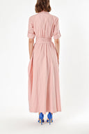 Powder Pleated maxi taffeta shirt dress 94198