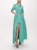 Mint Pleated maxi taffeta shirt dress 94198