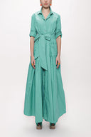 Mint Pleated maxi taffeta shirt dress 94198