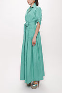 Mint Pleated maxi taffeta shirt dress 94198
