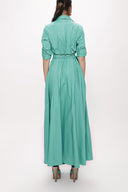 Mint Pleated maxi taffeta shirt dress 94198