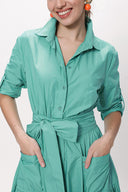 Mint Pleated maxi taffeta shirt dress 94198
