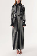 Striped Pleated detailed belted shirt dress 94200