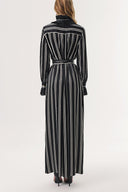 Striped Pleated detailed belted shirt dress 94200