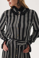 Striped Pleated detailed belted shirt dress 94200