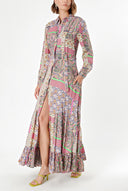 Patterned Pleated shirt dress with quilted stitching detail 94203