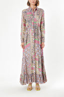 Patterned Pleated shirt dress with quilted stitching detail 94203