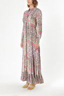 Patterned Pleated shirt dress with quilted stitching detail 94203