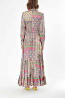 Patterned Pleated shirt dress with quilted stitching detail 94203