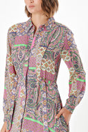 Patterned Pleated shirt dress with quilted stitching detail 94203