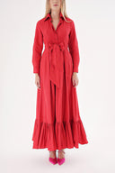 Red Belted long shirt dress 94207