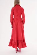 Red Belted long shirt dress 94207