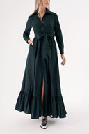 Green Belted long shirt dress 94207