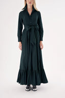 Green Belted long shirt dress 94207