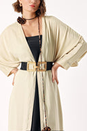 Beige Long caftan with balloon sleeves 94208