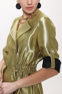 Gold Wrapover dress with elastic waist 94211