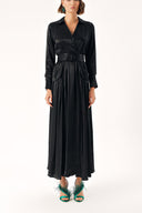 Black Belted double-breasted dress with big pockets 94216