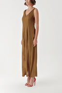 Cinnamon Sleeveless V-neck slit dress 94217