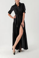 Black Pleated shirt dress 94241