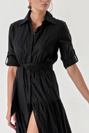 Black Pleated shirt dress 94241