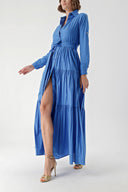 Blue Pleated shirt dress 94241