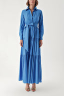 Blue Pleated shirt dress 94241