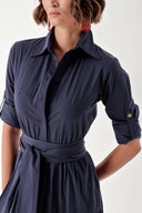 Navy Blue Pleated shirt dress 94241