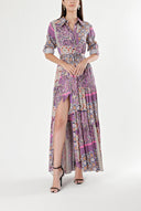 Purple Pleated shirt dress 94241