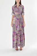 Purple Pleated shirt dress 94241