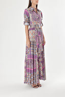 Purple Pleated shirt dress 94241