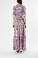 Purple Pleated shirt dress 94241