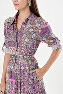 Purple Pleated shirt dress 94241